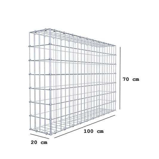 Gabione 100 cm x 70 cm x 20 cm (L x H x T), Maschenweite 5 x 10 cm, Spiralring