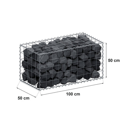 Gabion 100 cm x 50 cm x 50 cm (L x H x D), maskstorlek 10 cm x 10 cm, spiral