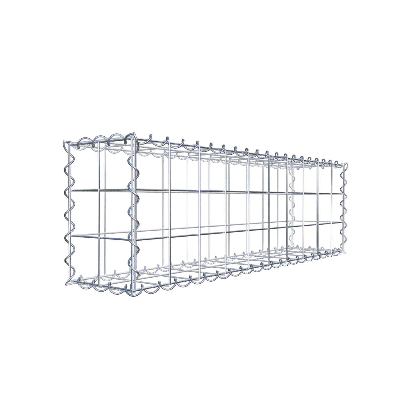 Schanskorf 100 cm x 30 cm x 20 cm (L x H x D), maaswijdte 10 cm x 10 cm, spiraalvormig