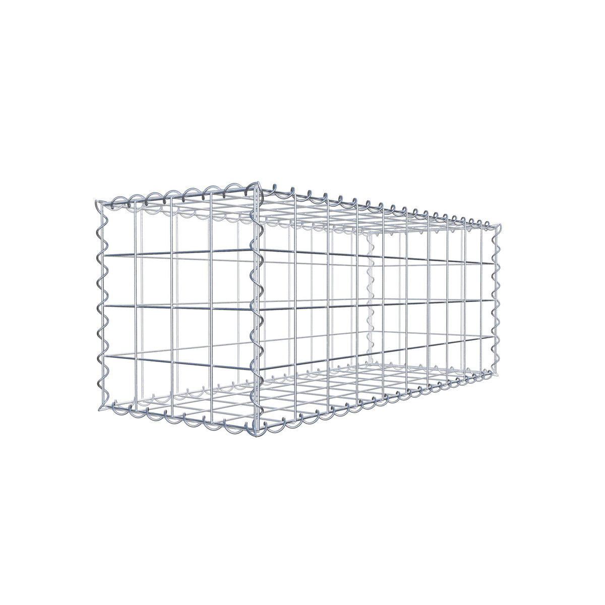 Schanskorf 100 cm x 40 cm x 40 cm (L x H x D), maaswijdte 10 cm x 10 cm, spiraalvormig