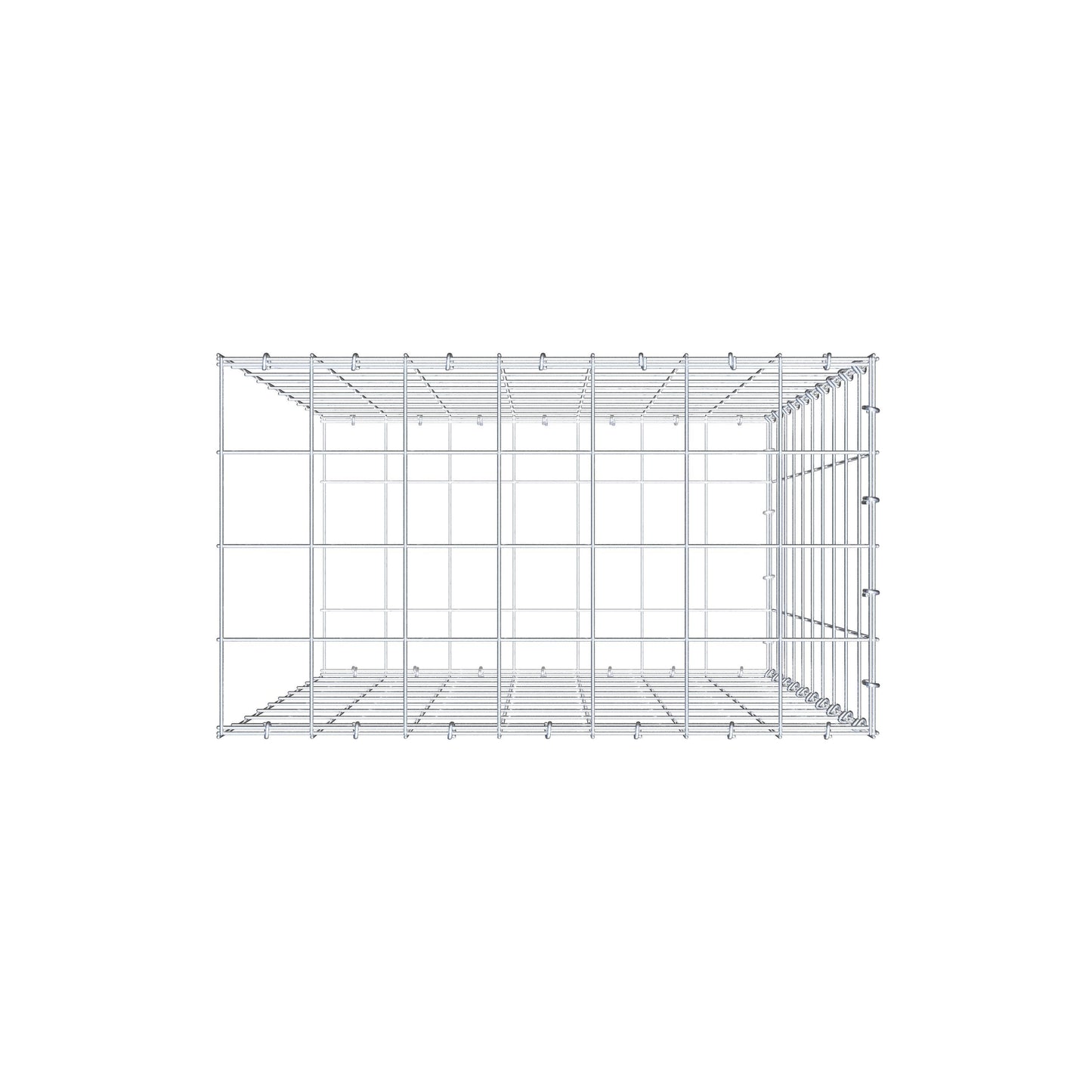 Type 2 oplegkorf 100 cm x 70 cm x 40 cm (L x H x D), maaswijdte 10 cm x 10 cm, C-ring