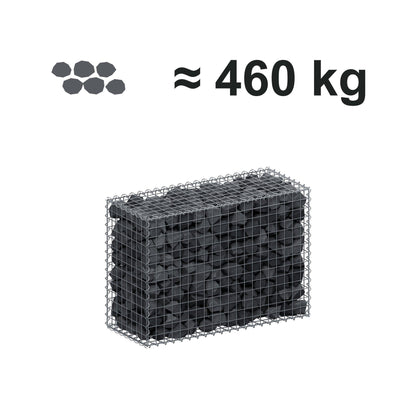 Schanskorf 100 cm x 70 cm x 40 cm (L x H x D), maaswijdte 5 cm x 5 cm, spiraalvormig
