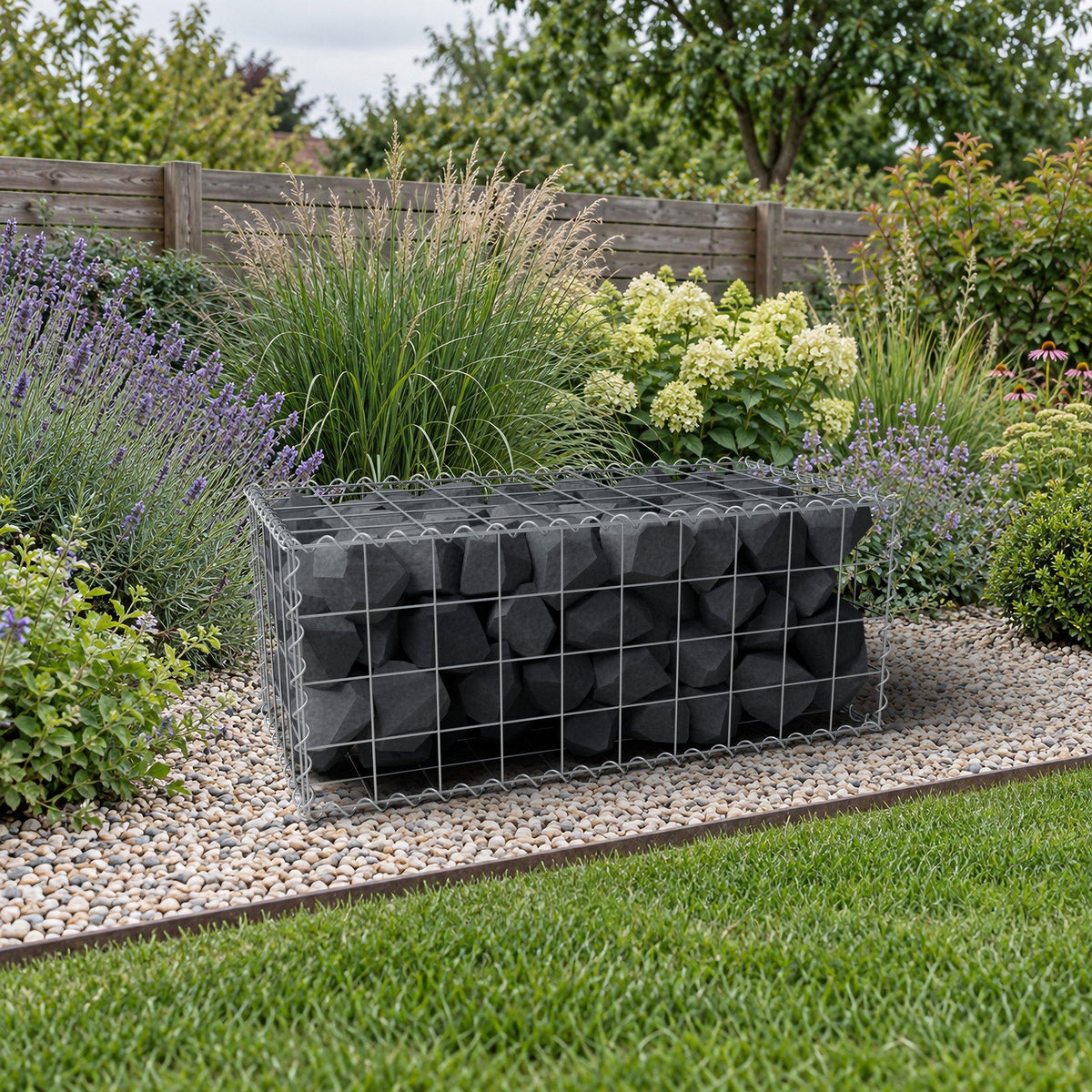 Gabion 100 cm x 40 cm x 50 cm (L x H x D), maskestørrelse 10 cm x 10 cm, spiral