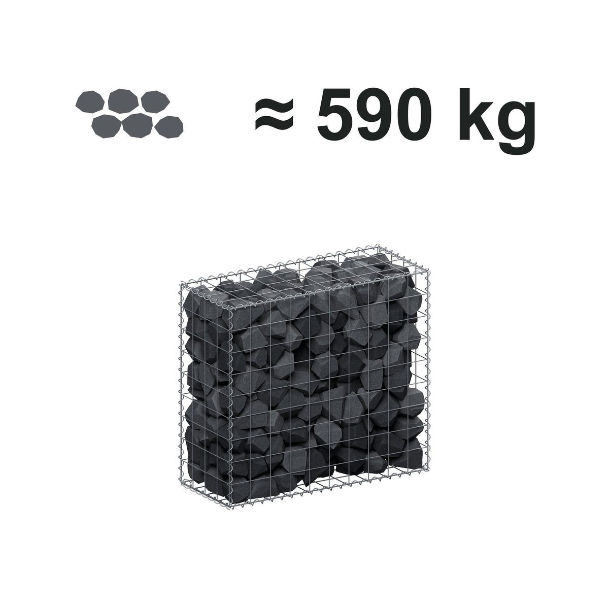 Gabion 100 cm x 90 cm x 40 cm (L x H x D), maskestørrelse 10 cm x 10 cm, spiral