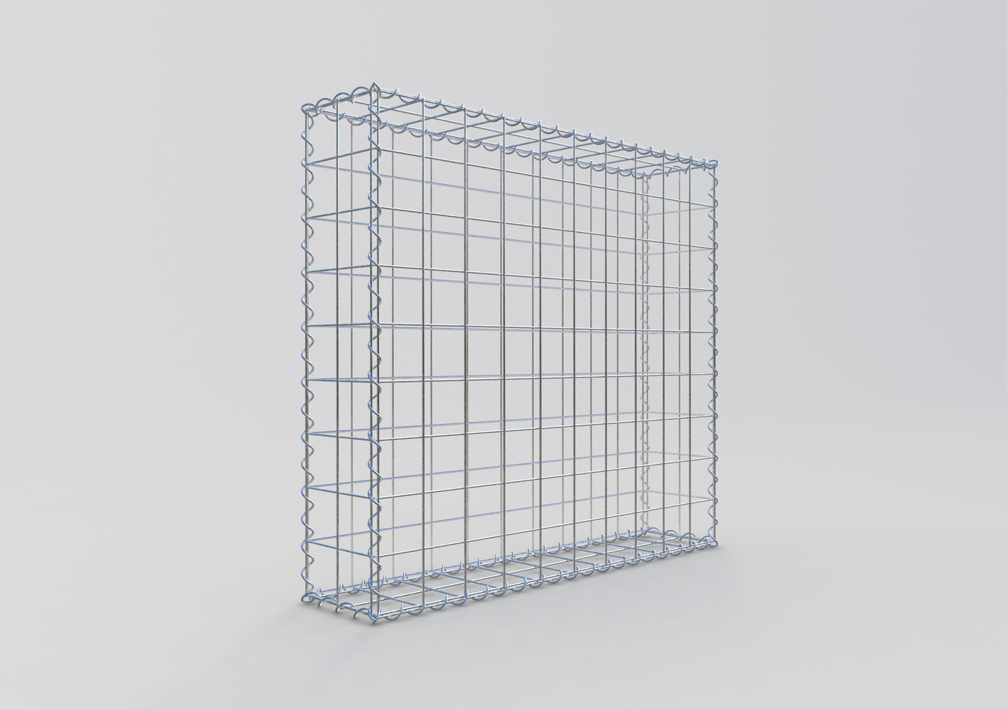 Schanskorf 100 cm x 90 cm x 20 cm (L x H x D), maaswijdte 10 cm x 10 cm, spiraalvormig