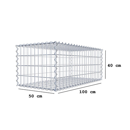 Gabbione 100 cm x 40 cm x 50 cm (L x H x P), maglia 5 cm x 10 cm, spirale