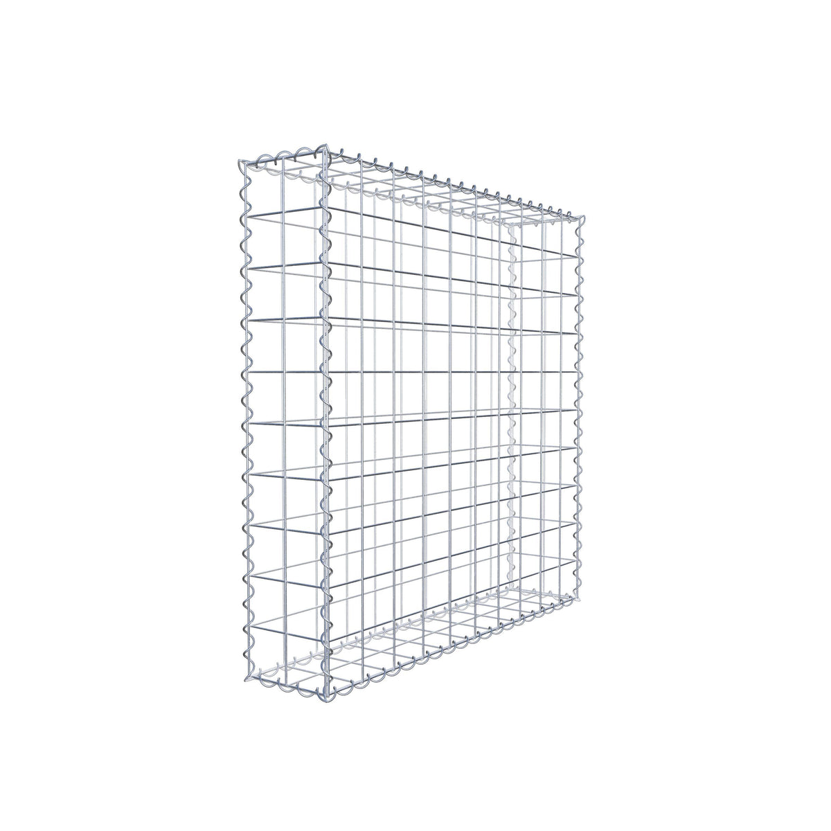 Gabion 100 cm x 100 cm x 20 cm (L x H x D), maskestørrelse 10 cm x 10 cm, spiral