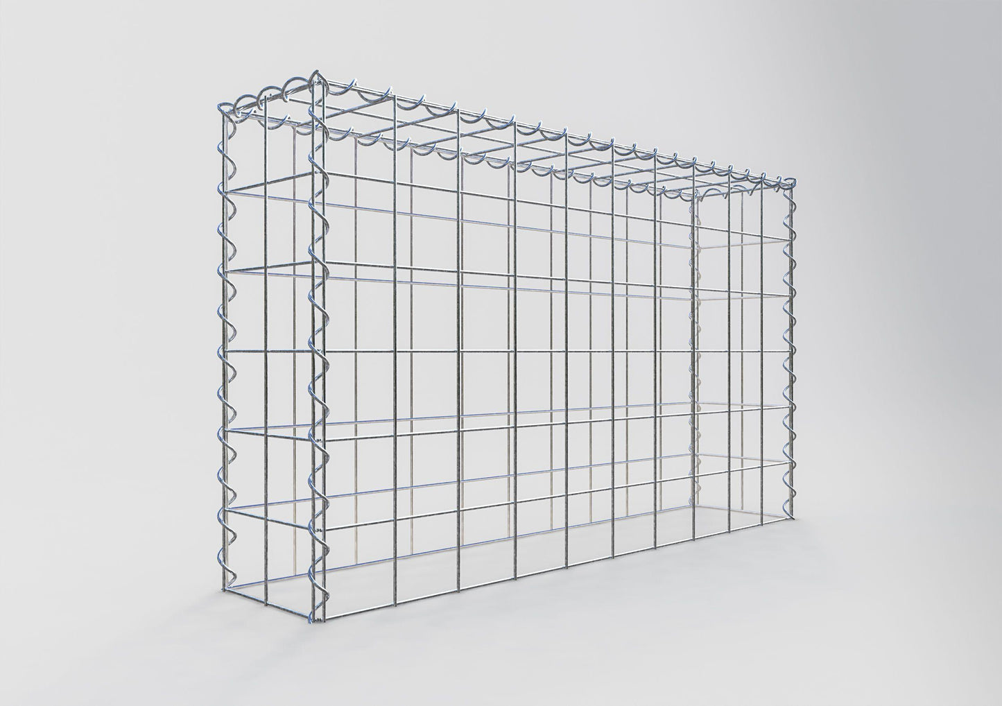 Opbouw schanskorf type 3 100 cm x 60 cm x 20 cm (L x H x D), maaswijdte 10 cm x 10 cm, spiraal