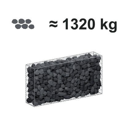 Schanskorf 200 cm x 100 cm x 40 cm (L x H x D), maaswijdte 10 cm x 10 cm, spiraalvormig