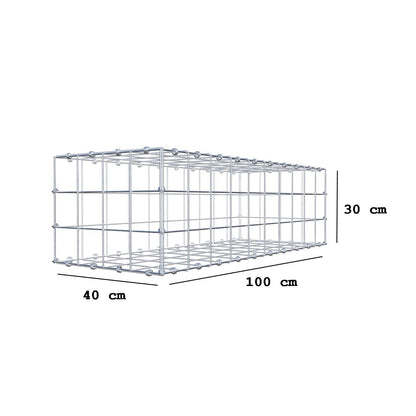 Gabion 100 cm x 30 cm x 40 cm (L x H x D), mesh size 10 x 10 cm, spiral ring
