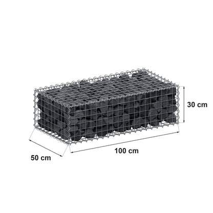 Gabião 100 cm x 30 cm x 50 cm (C x A x P), malhagem 5 cm x 5 cm, espiral