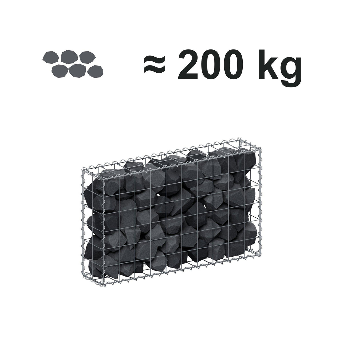 Gabion 100 cm x 60 cm x 20 cm (L x H x D), maskestørrelse 10 cm x 10 cm, spiral