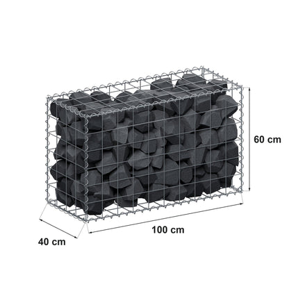 Schanskorf 100 cm x 60 cm x 40 cm (L x H x D), maaswijdte 10 cm x 10 cm, spiraalvormig
