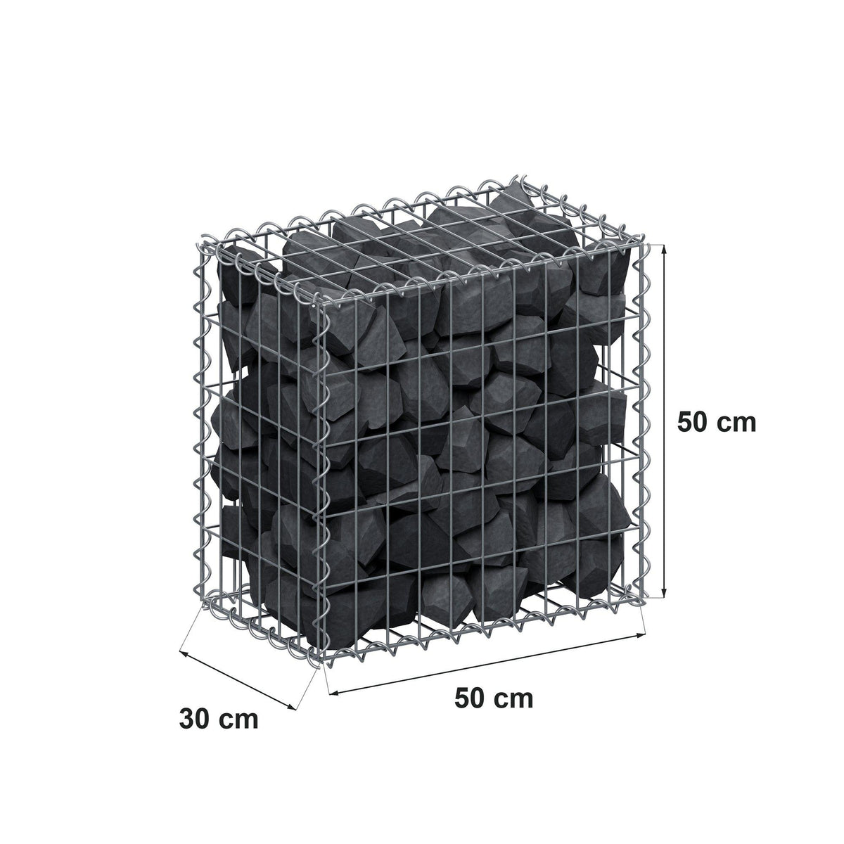Schanskorf 50 cm x 50 cm x 30 cm (L x H x D), maaswijdte 5 cm x 10 cm, spiraal