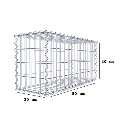 Gabion 80 cm x 40 cm x 30 cm (L x H x D), maskestørrelse 5 cm x 10 cm, spiral
