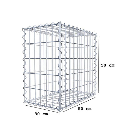 Schanskorf 50 cm x 50 cm x 30 cm (L x H x D), maaswijdte 5 cm x 10 cm, spiraal
