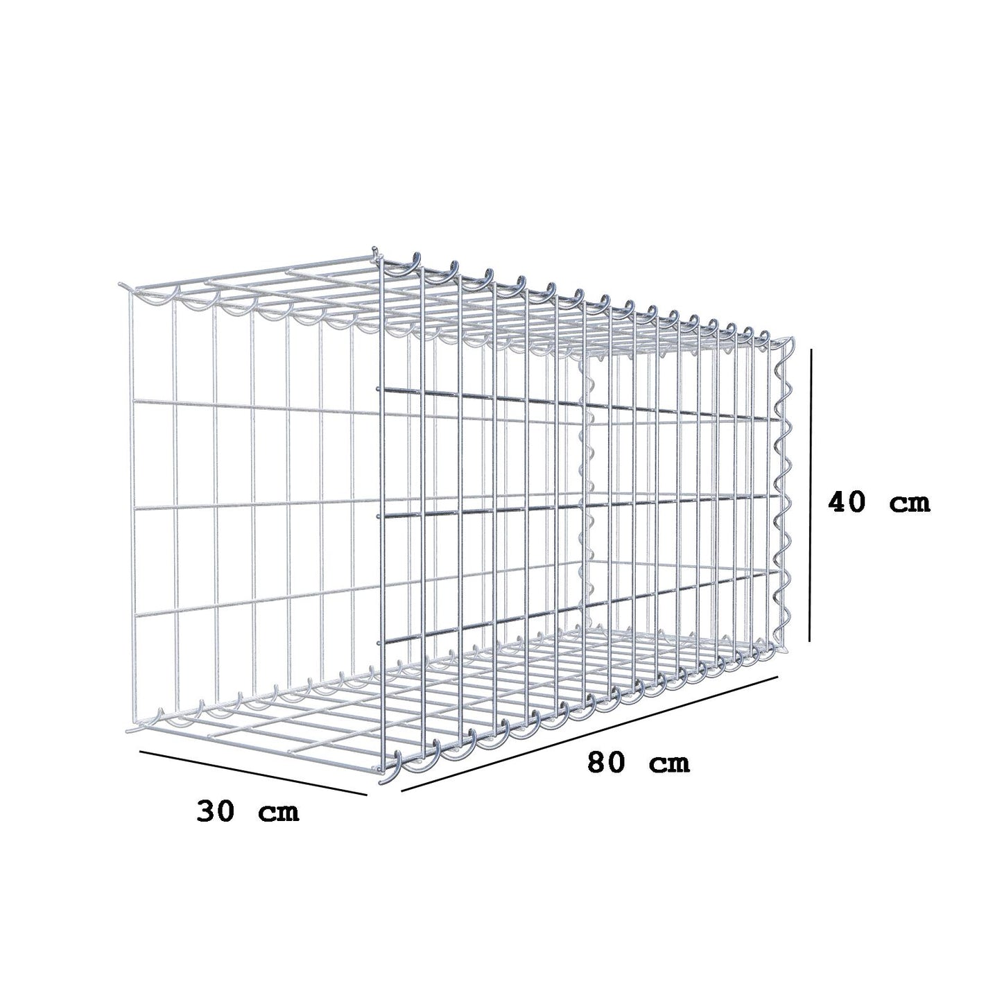 Gavión adicional tipo 2 80 cm x 40 cm x 30 cm (L x A x P), malla 5 cm x 10 cm, en espiral