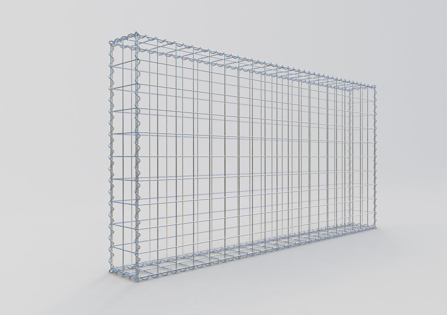 Gabião 200 cm x 100 cm x 20 cm (C x A x P), malhagem 10 cm x 10 cm, espiral