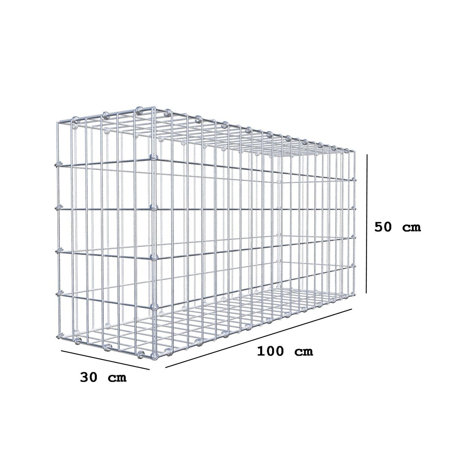 Schanskorf 100 cm x 50 cm x 30 cm (L x H x D), maaswijdte 5 x 10 cm, spiraalring