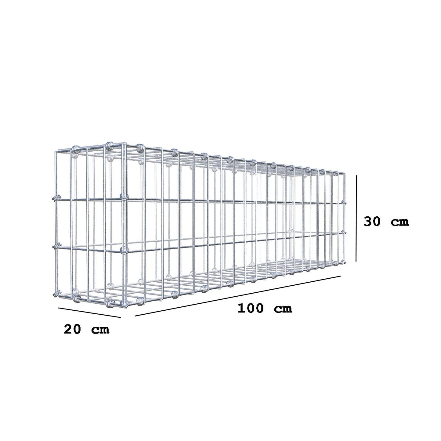 Schanskorf 100 cm x 30 cm x 20 cm (L x H x D), maaswijdte 5 x 10 cm, spiraalring