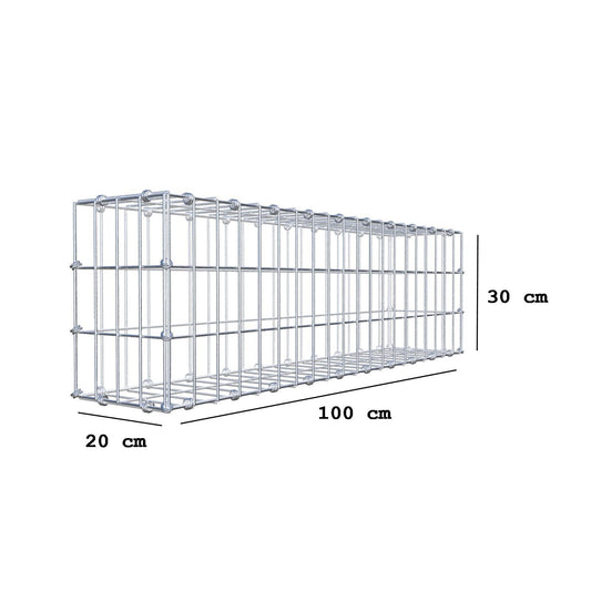 Gabion 100 cm x 30 cm x 20 cm (L x H x D), mesh size 5 x 10 cm, spiral ring