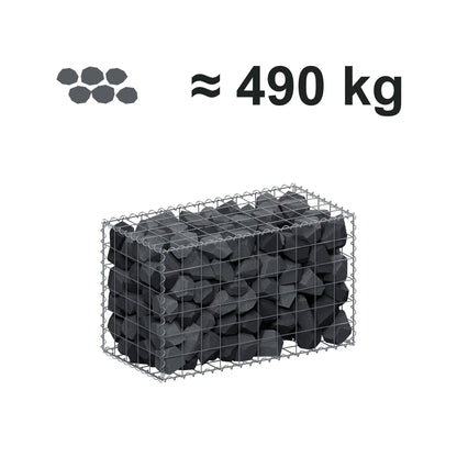 Schanskorf 100 cm x 60 cm x 50 cm (L x H x D), maaswijdte 10 cm x 10 cm, spiraalvormig