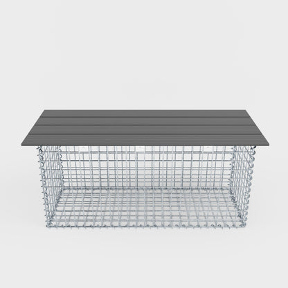Banco de jardín de gaviones en espiral 105 x 50 x 50 cm - MW 5 x 5 cm, con tablero reciclado en antracita