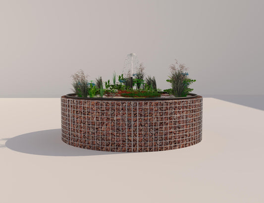 Schanskorven verhoogde vijver, rond, buitendiameter 172 cm, hoogte 50 cm, maaswijdte 5 x 5 cm, wanddikte 15 cm