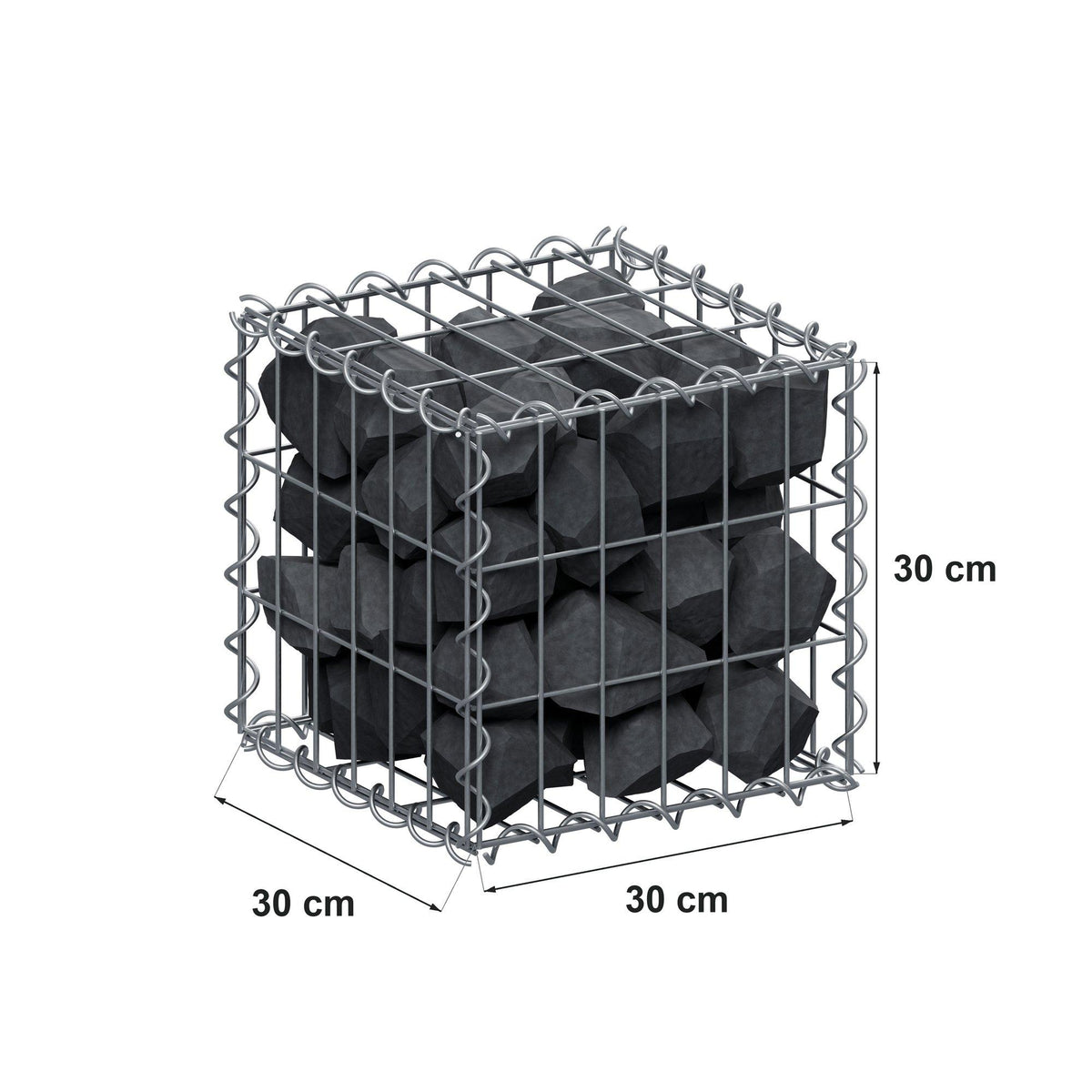 Gabion 30 cm x 30 cm x 30 cm (L x H x D), mesh size 5 cm x 10 cm, spiral