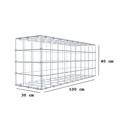 Gabion 100 cm x 40 cm x 30 cm (L x H x D), mesh size 10 x 10 cm, spiral ring