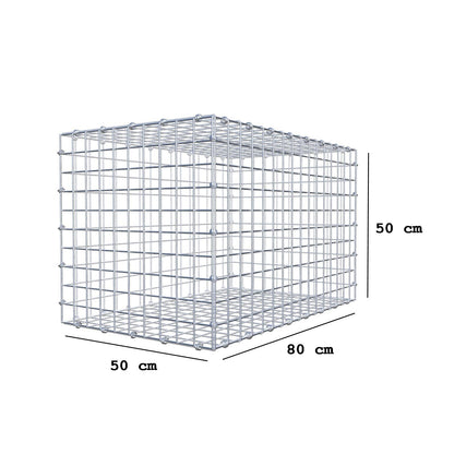 Gabion 80 cm x 50 cm x 50 cm (L x H x D), maskestørrelse 5 x 5 cm, spiralring