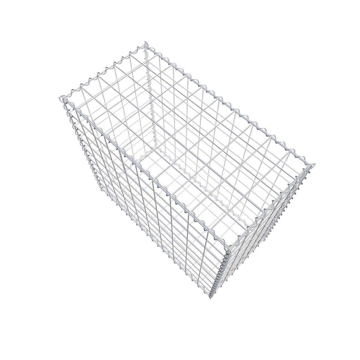 Schanskorf 100 cm x 90 cm x 50 cm (L x H x D), maaswijdte 10 cm x 10 cm, spiraalvormig