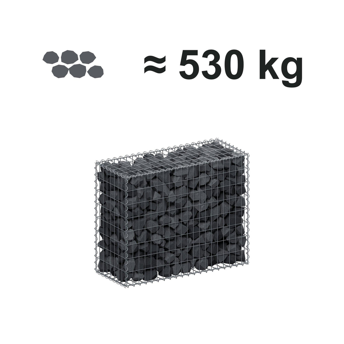Gabion 100 cm x 80 cm x 40 cm (L x H x D), maskestørrelse 5 cm x 10 cm, spiral