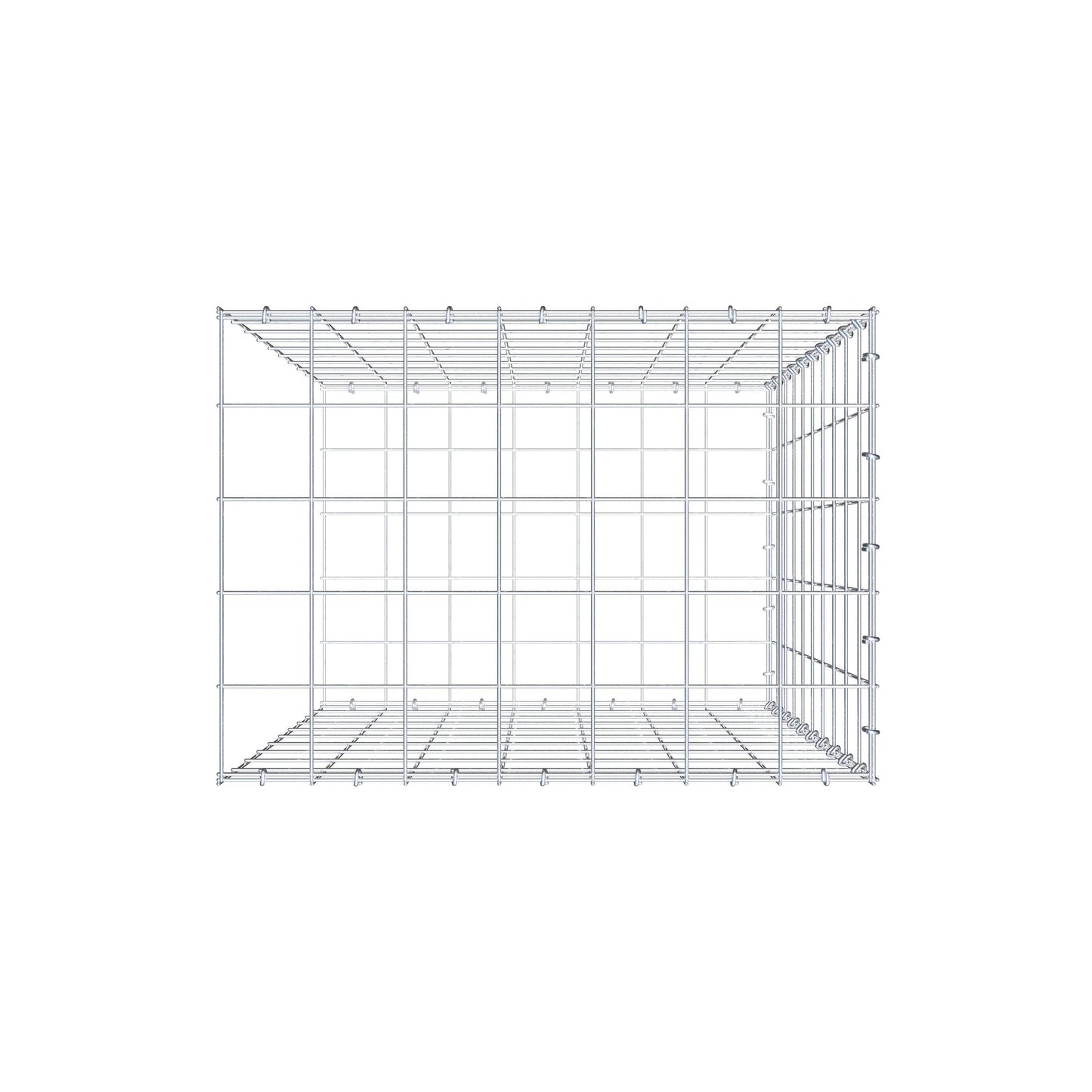 Monteret gabion type 2 100 cm x 70 cm x 50 cm (L x H x D), maskestørrelse 10 cm x 10 cm, C-ring