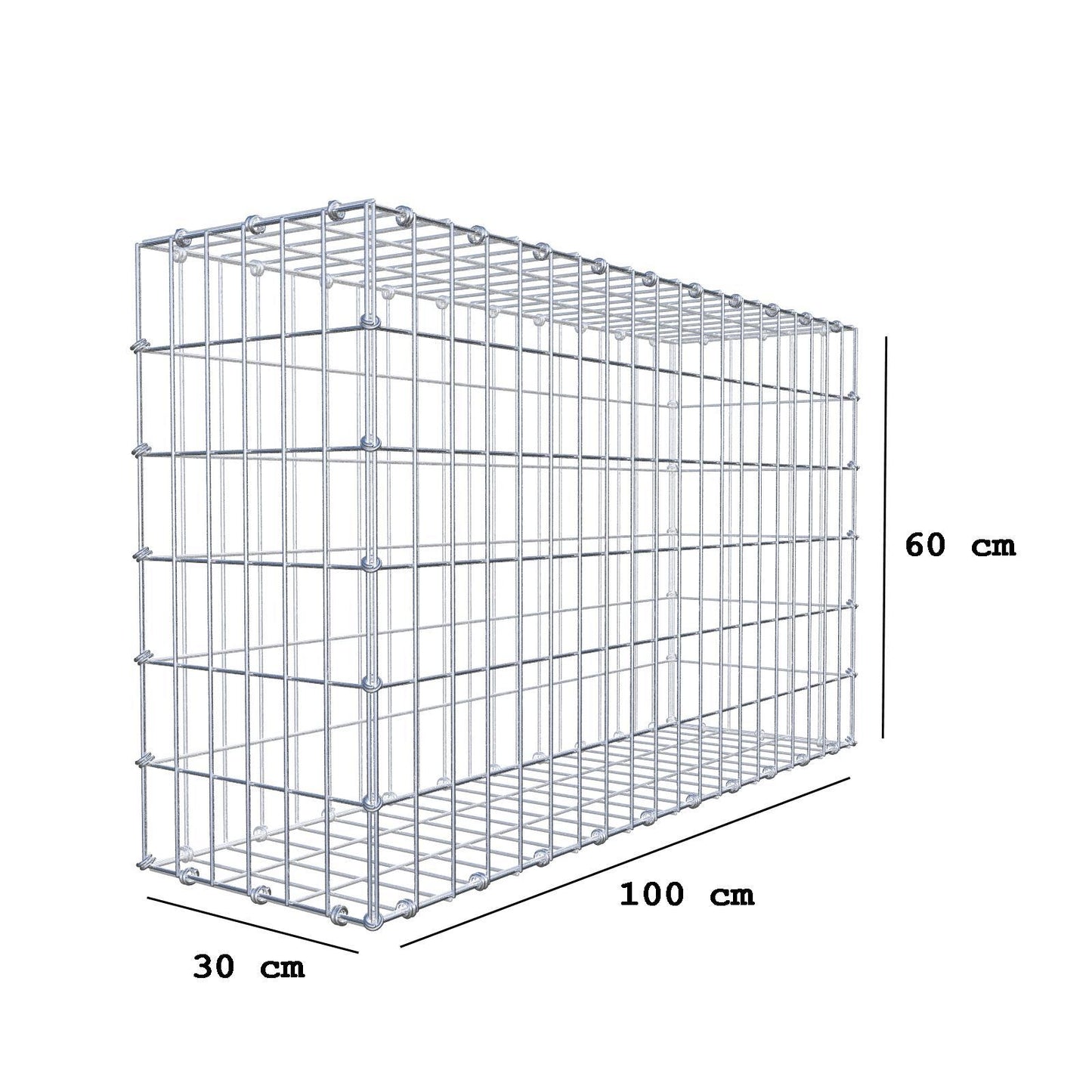 Schanskorf 100 cm x 60 cm x 30 cm (L x H x D), maaswijdte 5 x 10 cm, spiraalring