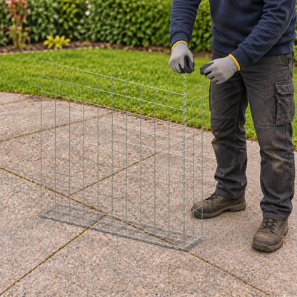 Gabion 100 cm x 100 cm x 20 cm (L x H x D), maskestørrelse 10 cm x 10 cm, spiral