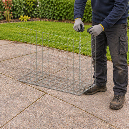 Gabion 100 cm x 80 cm x 40 cm (L x H x D), maskestørrelse 10 cm x 10 cm, spiral