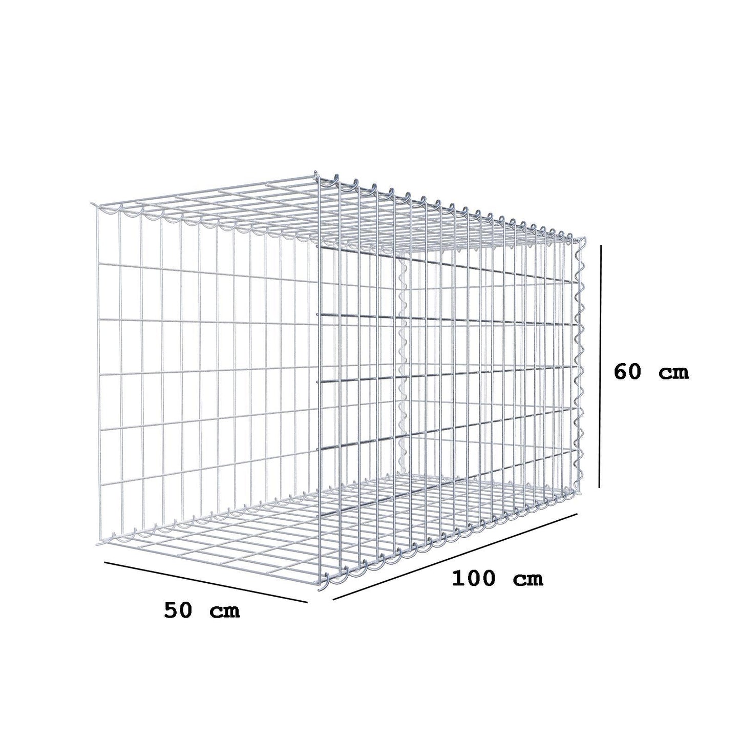 Add-on schanskorf type 2 100 cm x 60 cm x 50 cm (L x H x D), maaswijdte 5 cm x 10 cm, spiraalvormig