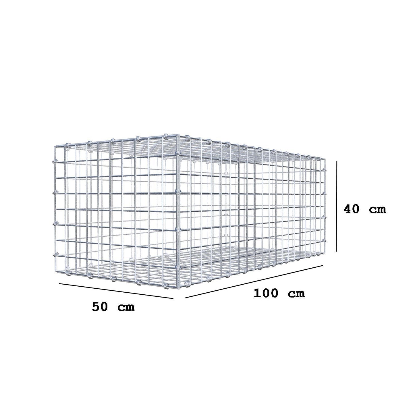 Schanskorf 100 cm x 40 cm x 50 cm (L x H x D), maaswijdte 5 x 5 cm, spiraalring