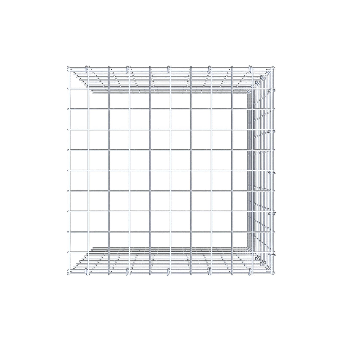 Opbouw schanskorf type 4 50 cm x 50 cm x 50 cm (L x H x D), maaswijdte 5 cm x 5 cm, C-ring
