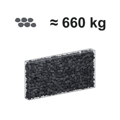 Gabione 200 cm x 100 cm x 20 cm (L x H x T), Maschenweite 5 cm x 10 cm, Spirale