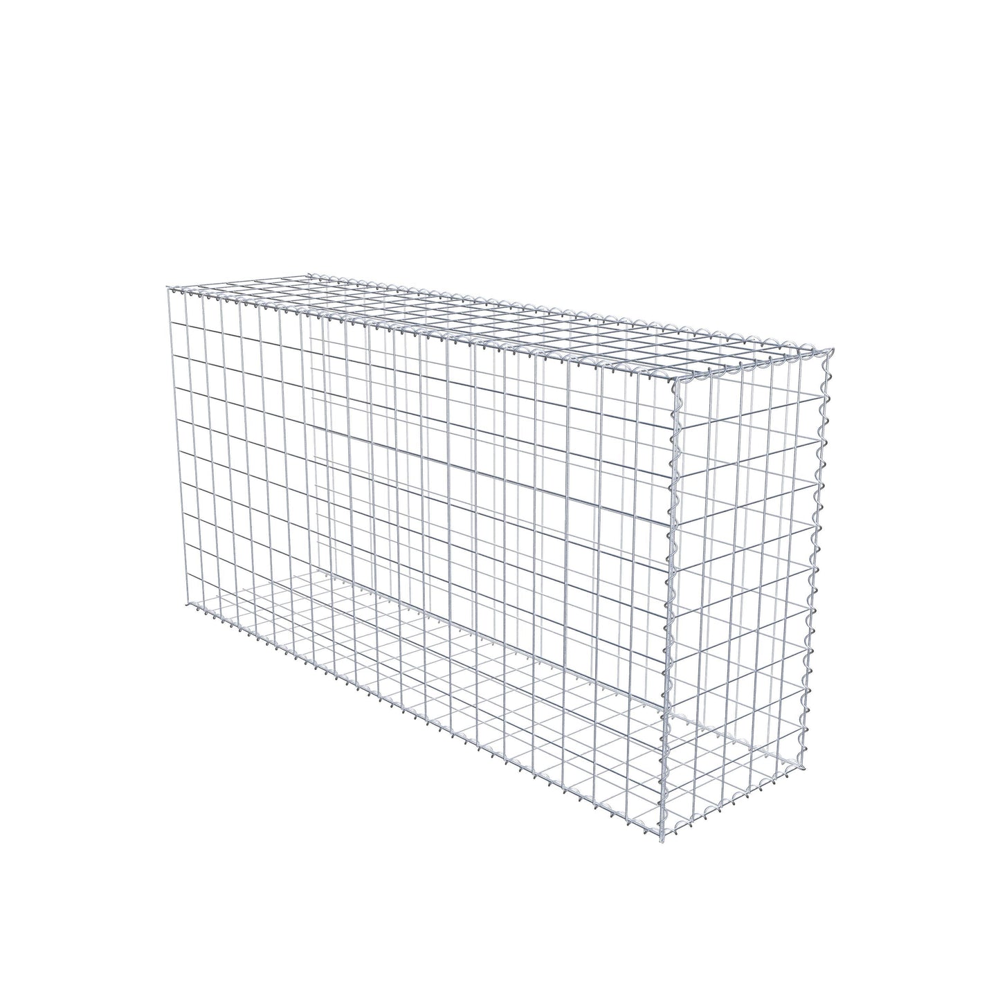 Opbouw schanskorf type 2 200 cm x 100 cm x 50 cm (L x H x D), maaswijdte 10 cm x 10 cm, spiraal