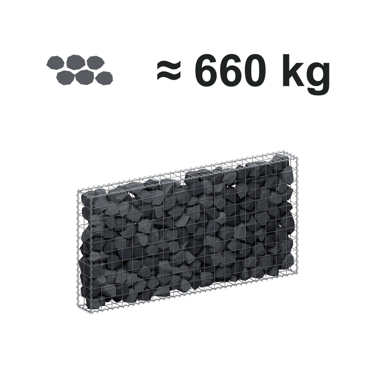 Gabione 200 cm x 100 cm x 20 cm (L x H x T), Maschenweite 10 cm x 10 cm, Spirale
