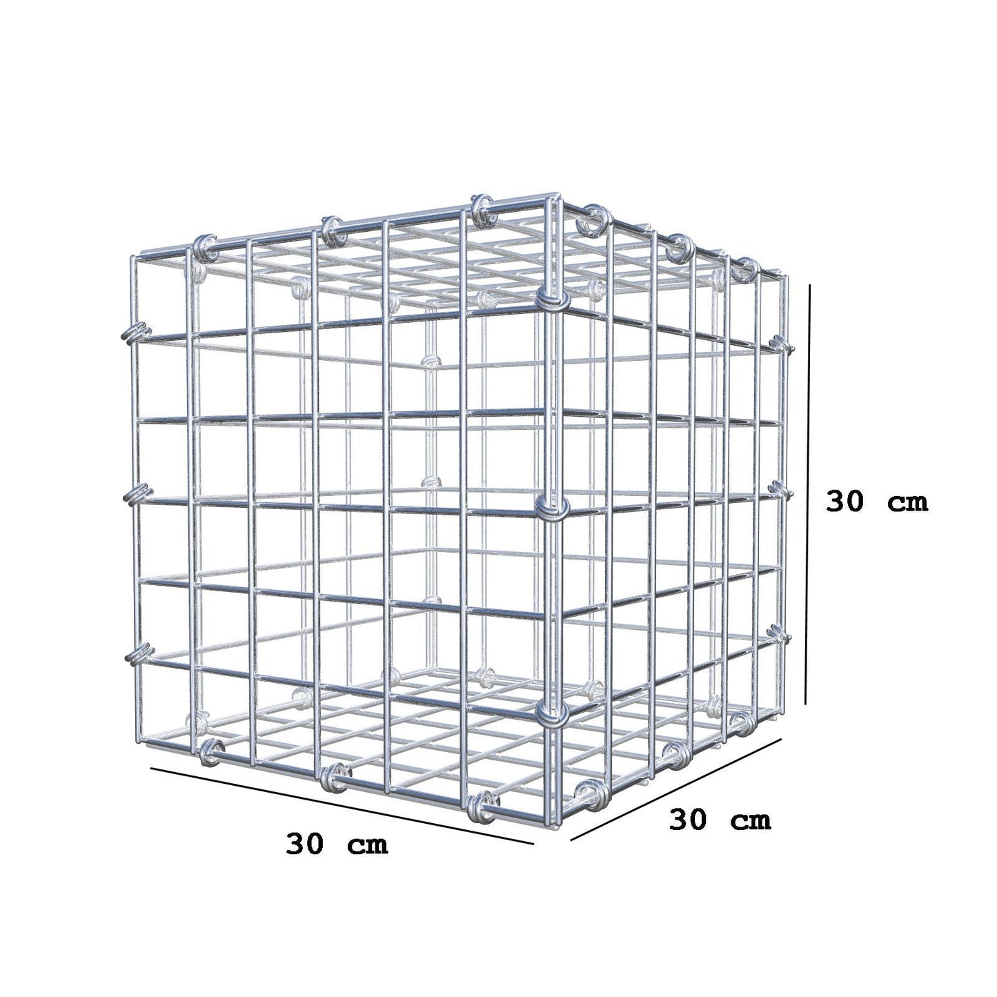Gabion 30 cm x 30 cm x 30 cm (L x H x D), mesh size 5 x 5 cm, spiral ring