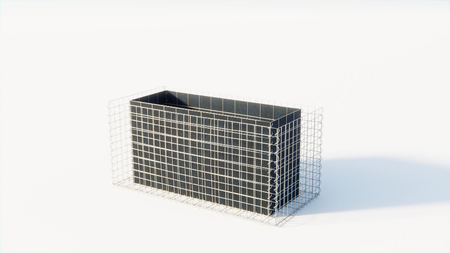 Rechthoekig verhoogd bed 130 cm x 60 cm x 60 cm (L x H x D), maaswijdte 5 x 10 cm, wanddikte 10 cm
