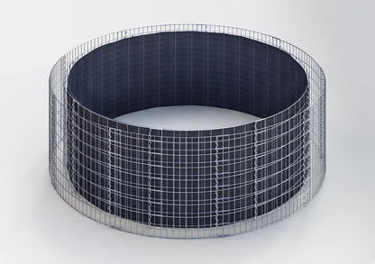 Rond verhoogd bed, buitendiameter 292 cm, hoogte 80 cm, maaswijdte 5 x 10 cm, wanddikte 15 cm