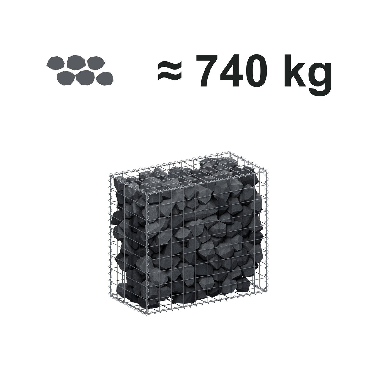 Schanskorf 100 cm x 90 cm x 50 cm (L x H x D), maaswijdte 10 cm x 10 cm, spiraalvormig