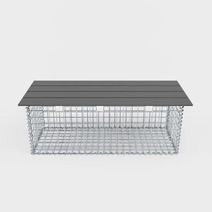 Banco de jardín de gaviones en espiral 105 x 50 x 40 cm - MW 5 x 5 cm, con tablero reciclado en antracita