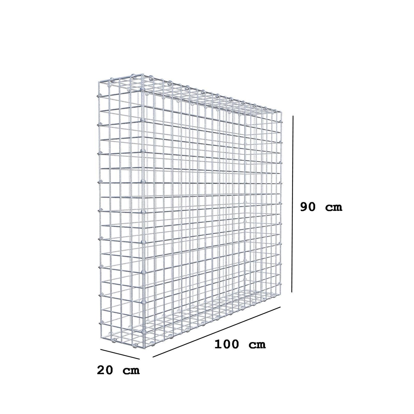 Schanskorf 100 cm x 90 cm x 20 cm (L x H x D), maaswijdte 5 x 5 cm, spiraalring