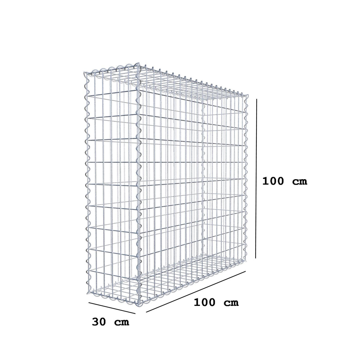 Schanskorf 100 cm x 100 cm x 30 cm (L x H x D), maaswijdte 5 cm x 10 cm, spiraal